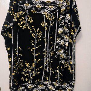 Chico's Black Label S/S Asian-inspired tunic top with neckline tie NWOT Size 2/L